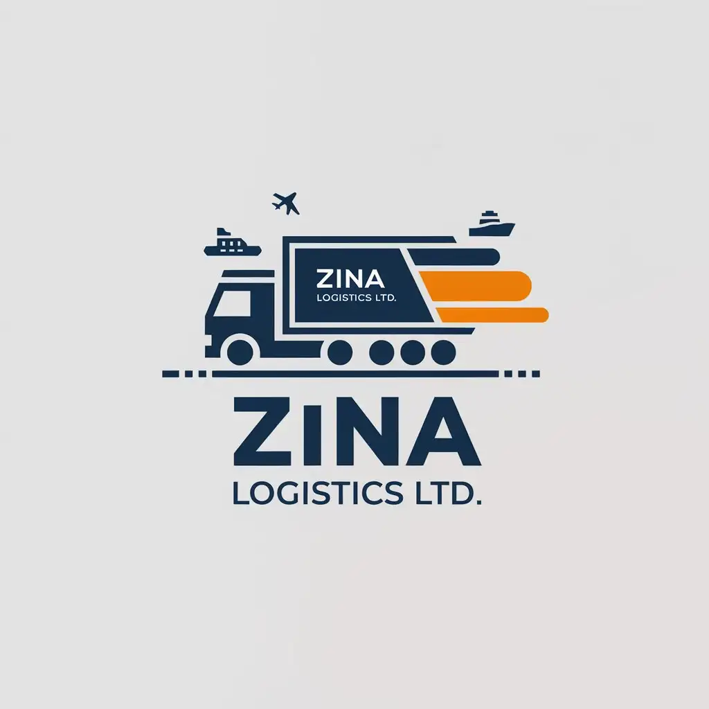 LOGO Design for Zina Logistics Ltd Road Transportation Theme with Clean and Modern Aesthetic