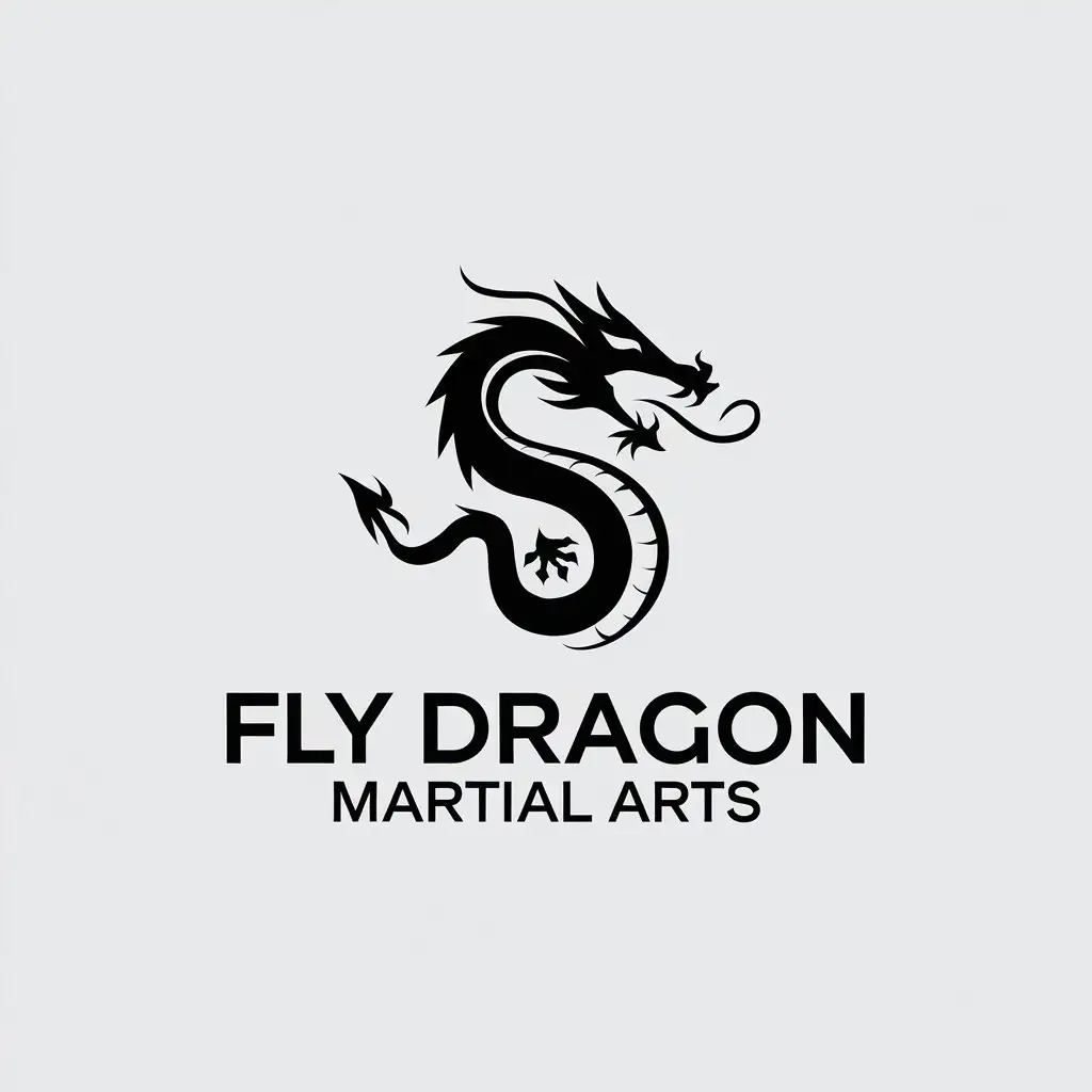 a vector logo design,with the text "fly dragon martial arts", main symbol:dragon simple,Minimalistic,be used in Sports Fitness industry,clear background