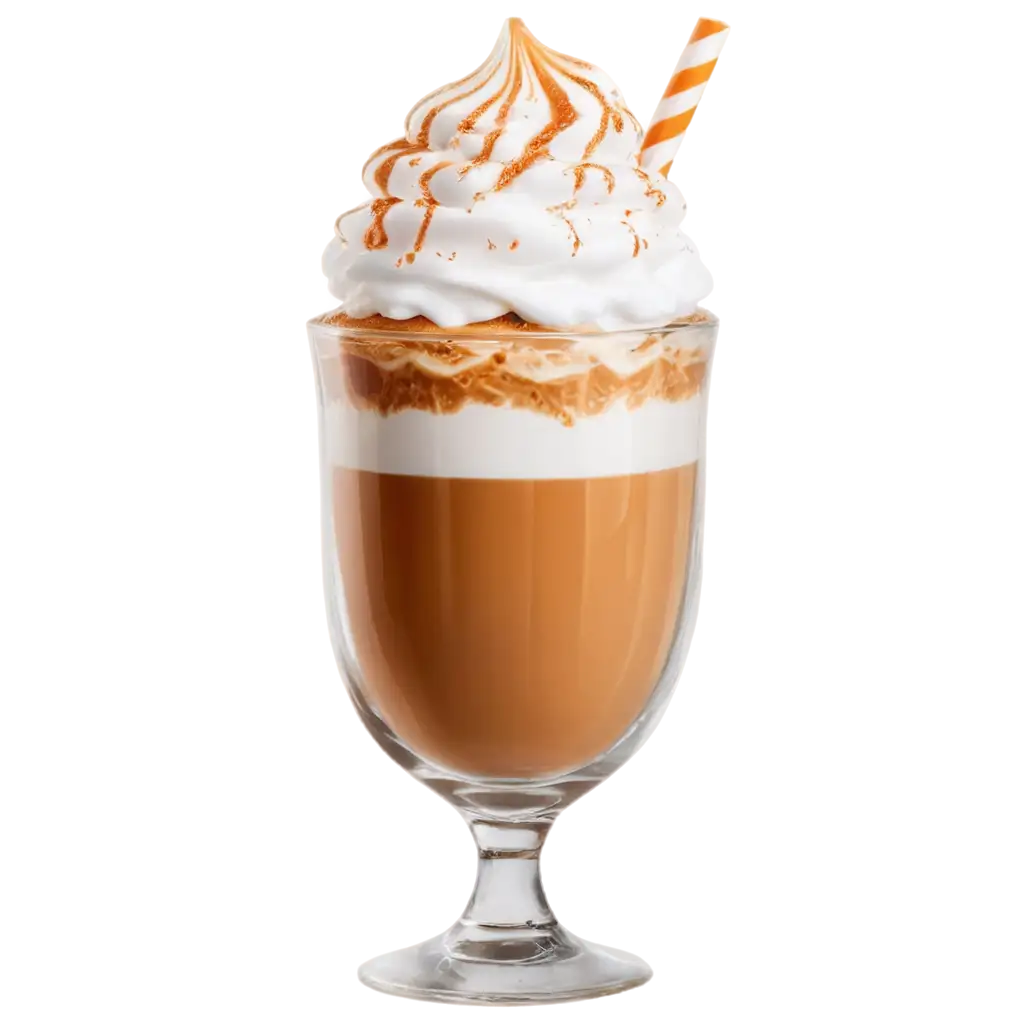 HighQuality-PNG-Image-Cappuccino-with-Whipped-Cream-and-Caramel-in-a-Clear-Glass-on-White-Background