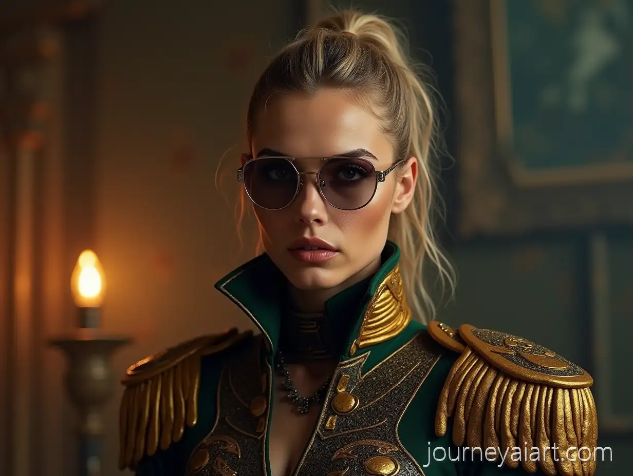 Cara-DeAI-Image-Prompt-Expansionlevingne-as-a-Warhammer-40000-Officer-in-FullLength-Uniform