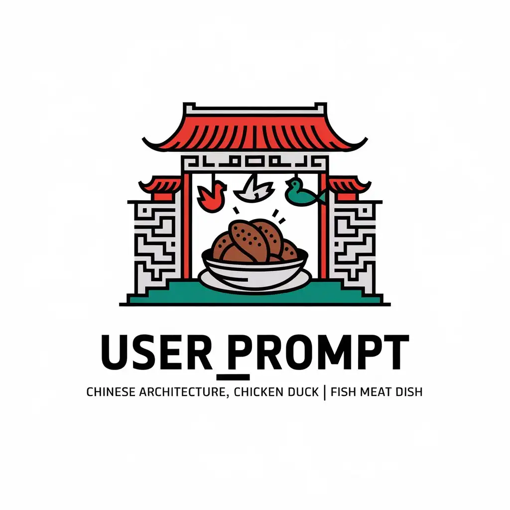 LOGO Design for Chinese Architecture Cuisine Chicken Duck Fish Meat Dish Theme