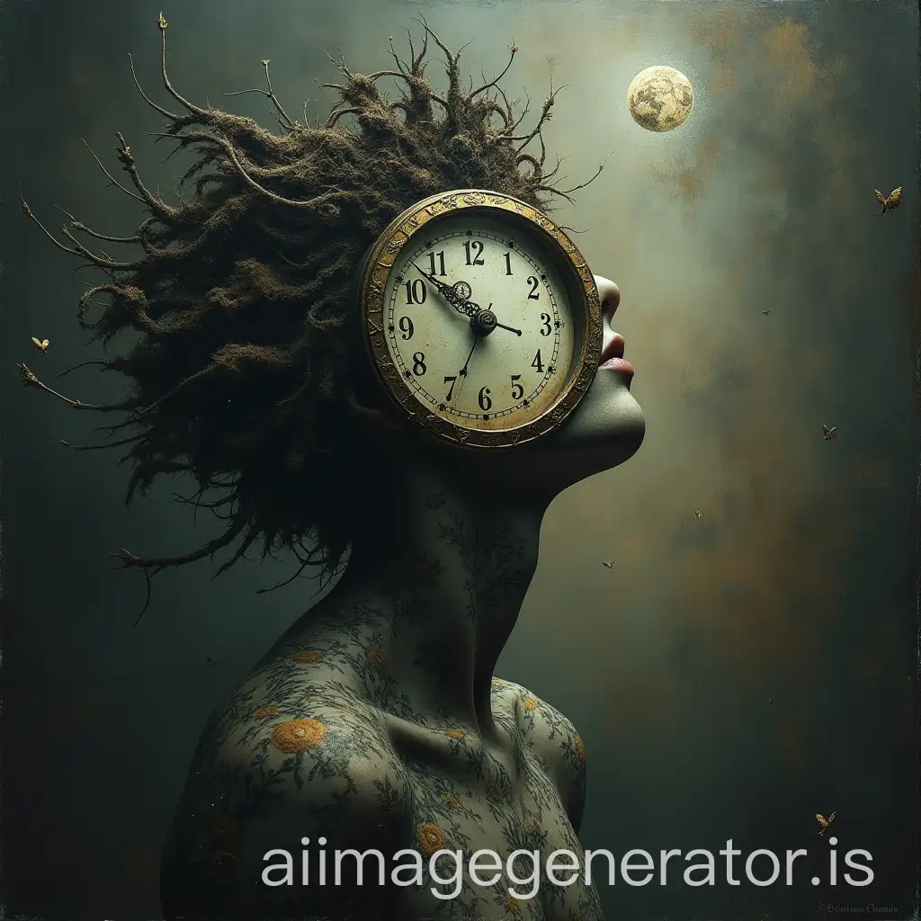 SoulAI-Art-Prompt-Expansion-Human-Escaping-from-a-Broken-Clock-in-a-Surreal-Setting