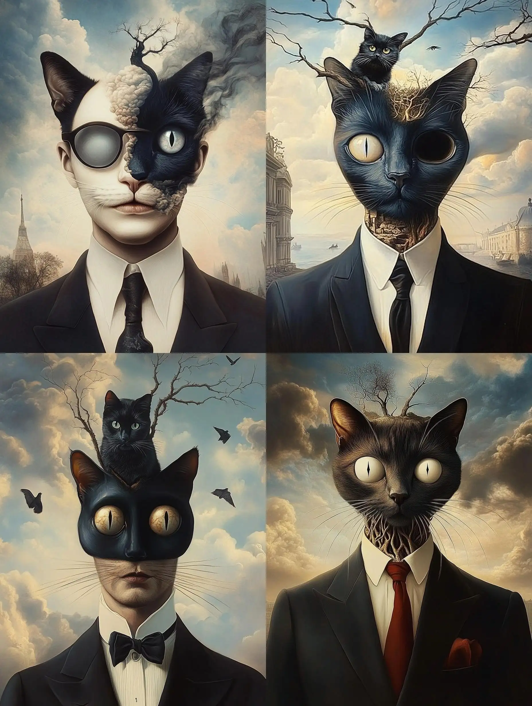 Surreal-Portrait-of-a-Catlike-Human-with-Dali-and-Magritte-Influence