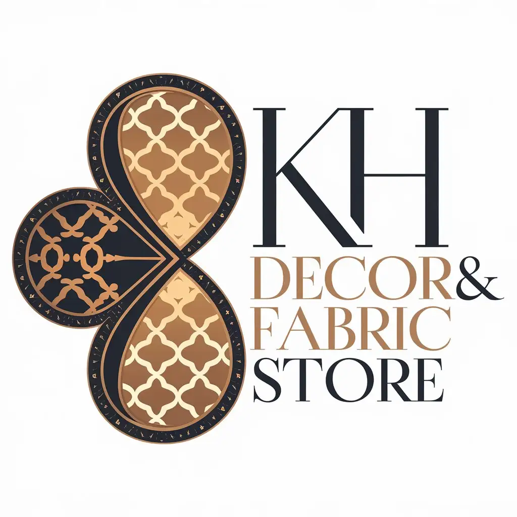 LOGO Design for KH Decor Fabric Store Elegant Modern with Fabric Motif and Warm Color Scheme