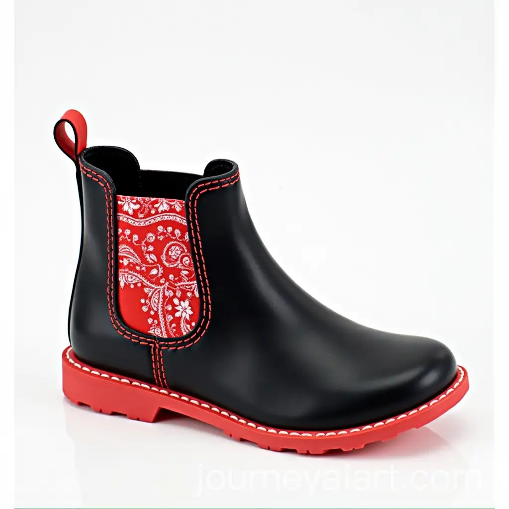 Black-Chelsea-Boot-with-Red-Paisley-BandanaInspired-Design-and-Red-Accents
