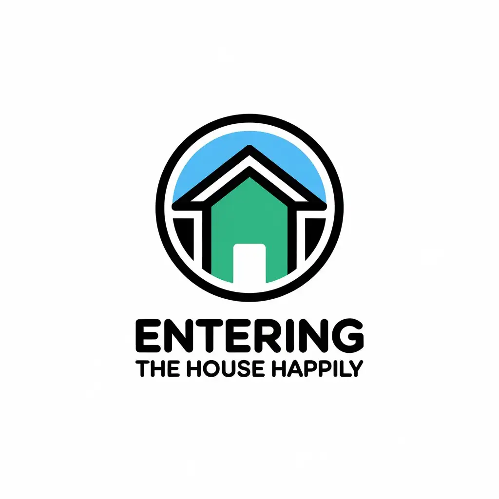 a vector logo design,with the text "Entering the house happily", main symbol:circle,Moderate,be used in Others industry,clear background