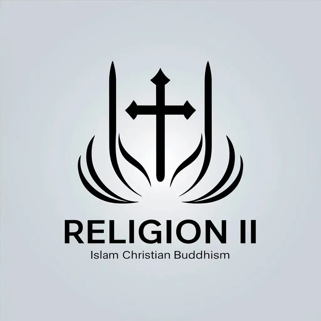 a vector logo design,with the text "Religion III", main symbol:Islam Christian Buddhism, abstract,Minimalistic,be used in Internet industry,clear background