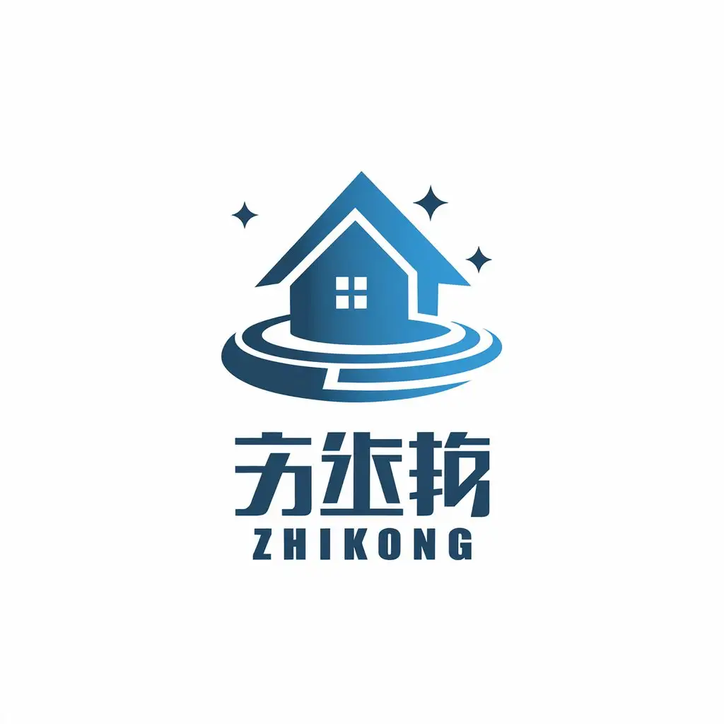 LOGO Design for ZHIKONG Small Blue House with Technology Theme