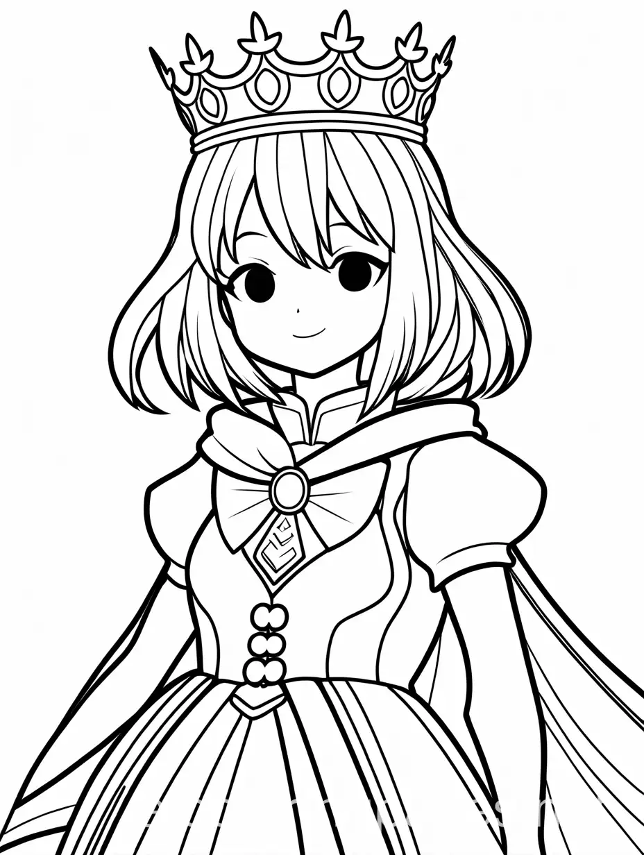 Ochaco-Uraraka-as-a-Princess-Coloring-Page-in-Black-and-White