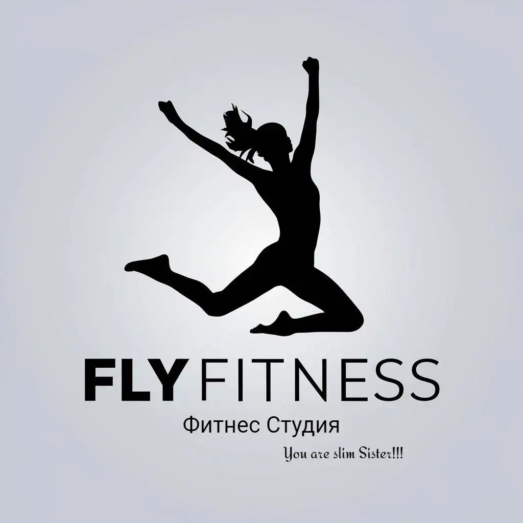 a vector logo design,with the text "FlyFitness", main symbol:girl jumping,Moderate,clear background