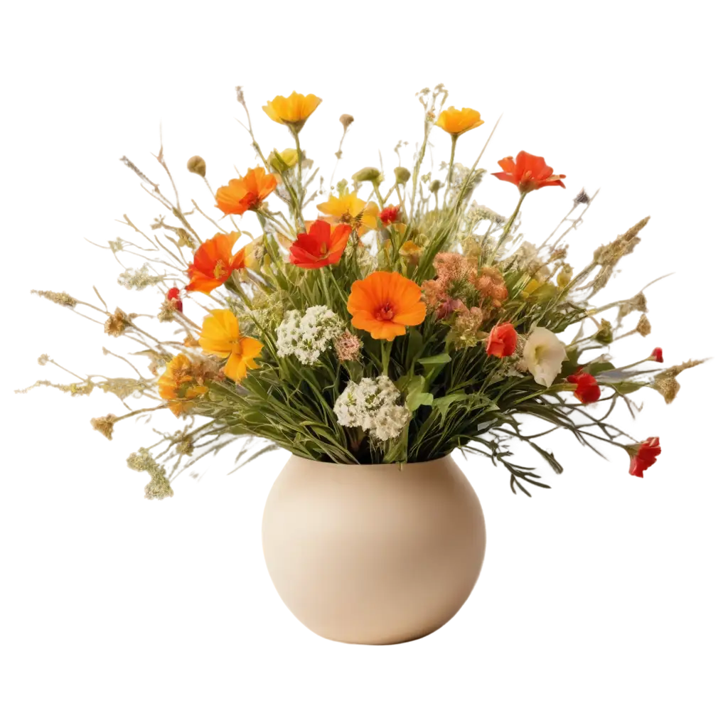 Large-Airy-Bouquet-Rustic-PNG-Image-Wild-Flowers-in-Yellow-Orange-and-Red-Shades