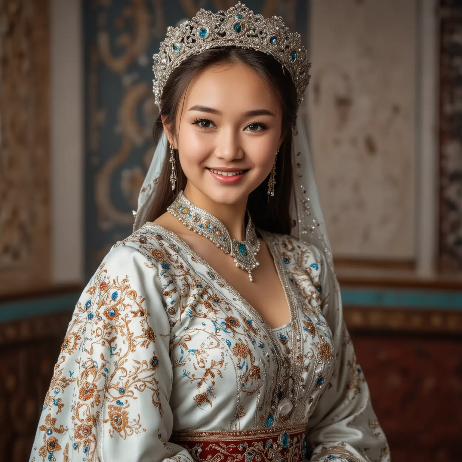 Beautiful-Kazakh-Girl-in-Eastern-Princess-Dress-with-a-Kind-Smile