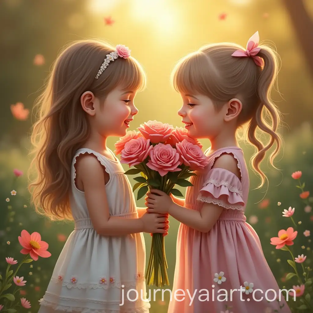 Two-Sisters-Receiving-Apology-Flowers-from-Dad-and-Uncle