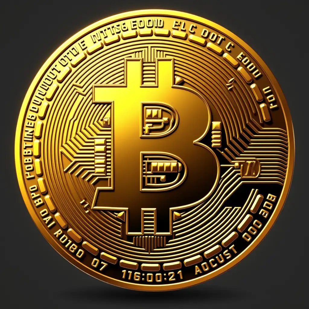 Golden crypto coin in modern style, letter N in the center, style of Bitcoin and Ether