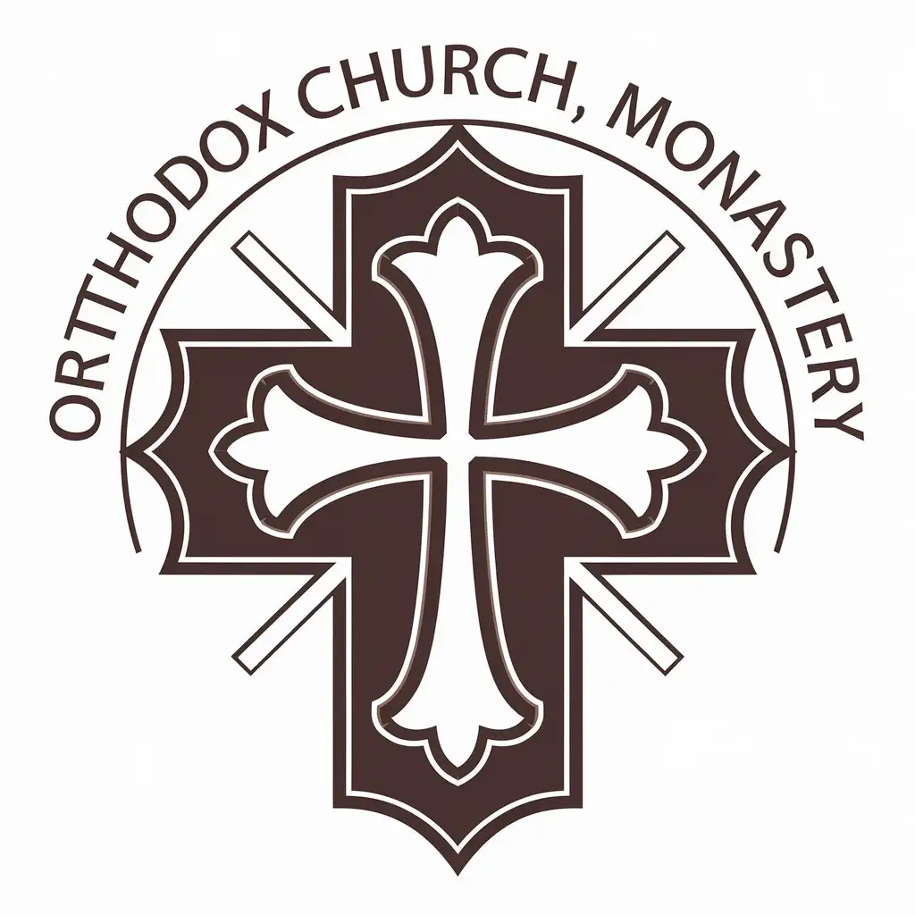 a vector logo design,with the text "ORTHODOX CHURCH, MONASTERY", main symbol:⛪️,Moderate,be used in Religious industry,clear background