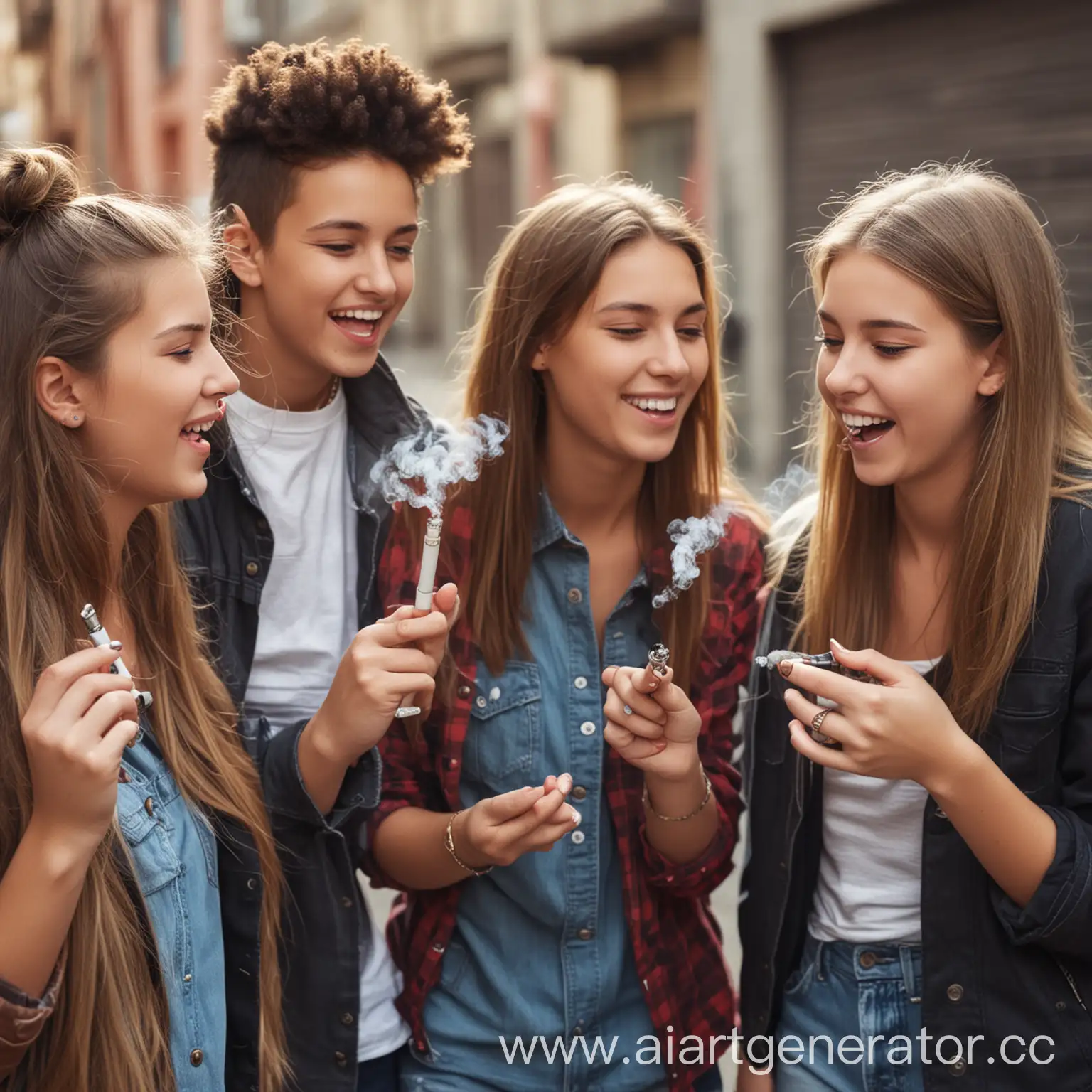 Teenage-Friends-Smoking-Electronic-Cigarettes-and-Laughing