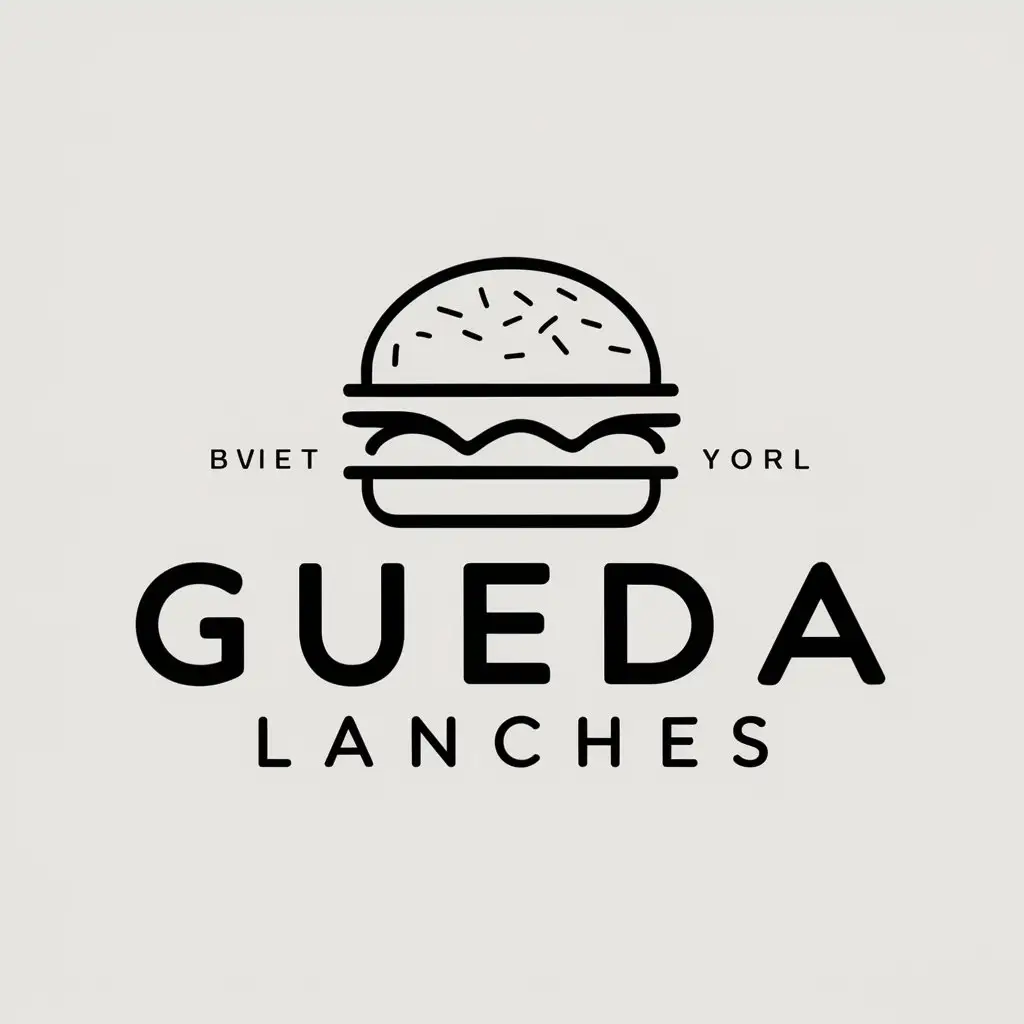 a vector logo design,with the text "Gueda Lanches", main symbol:burger,Minimalistic,be used in Restaurant industry,clear background