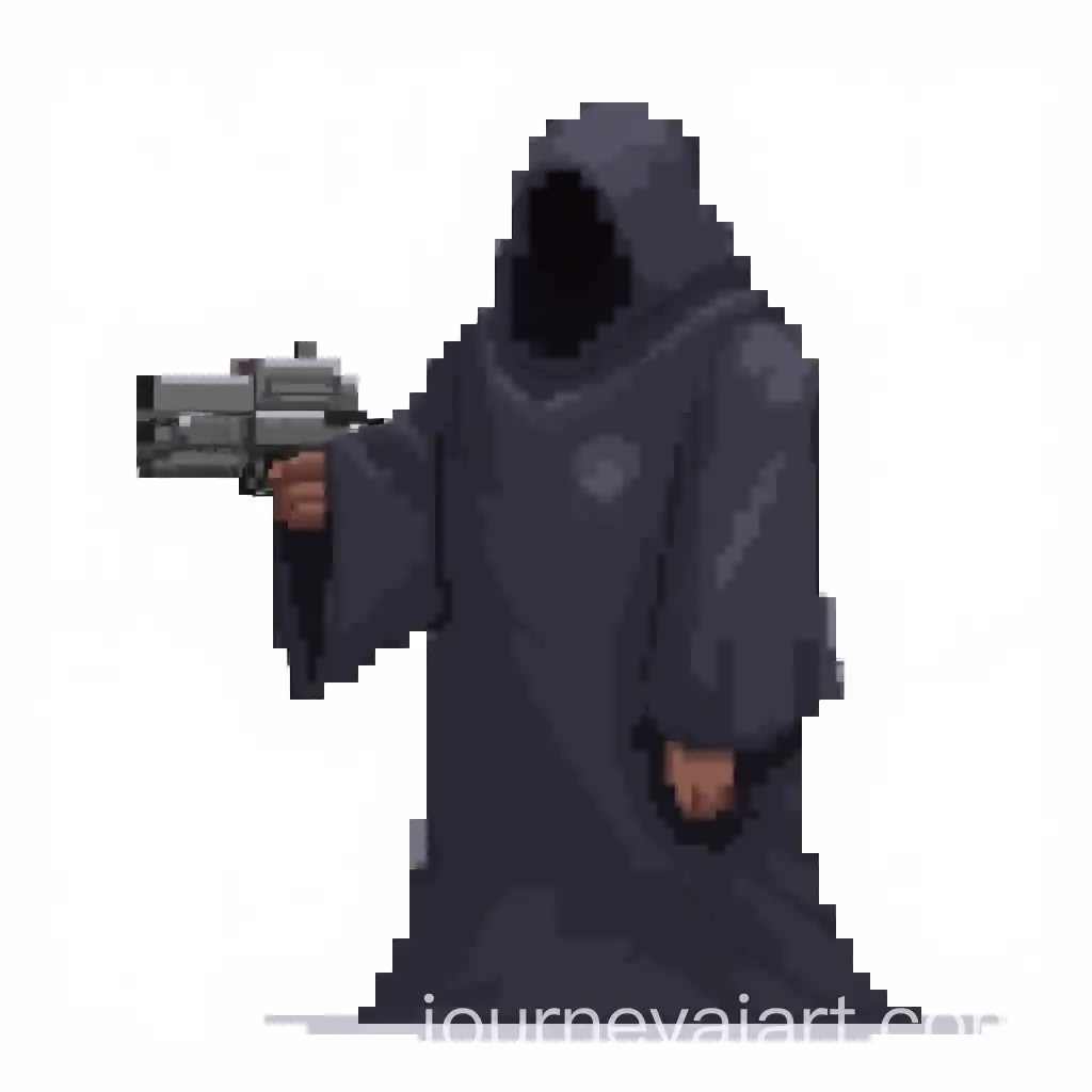 Small-Pixel-Art-of-Reaper-from-Overwatch-Pointing-Guns-on-White-Background