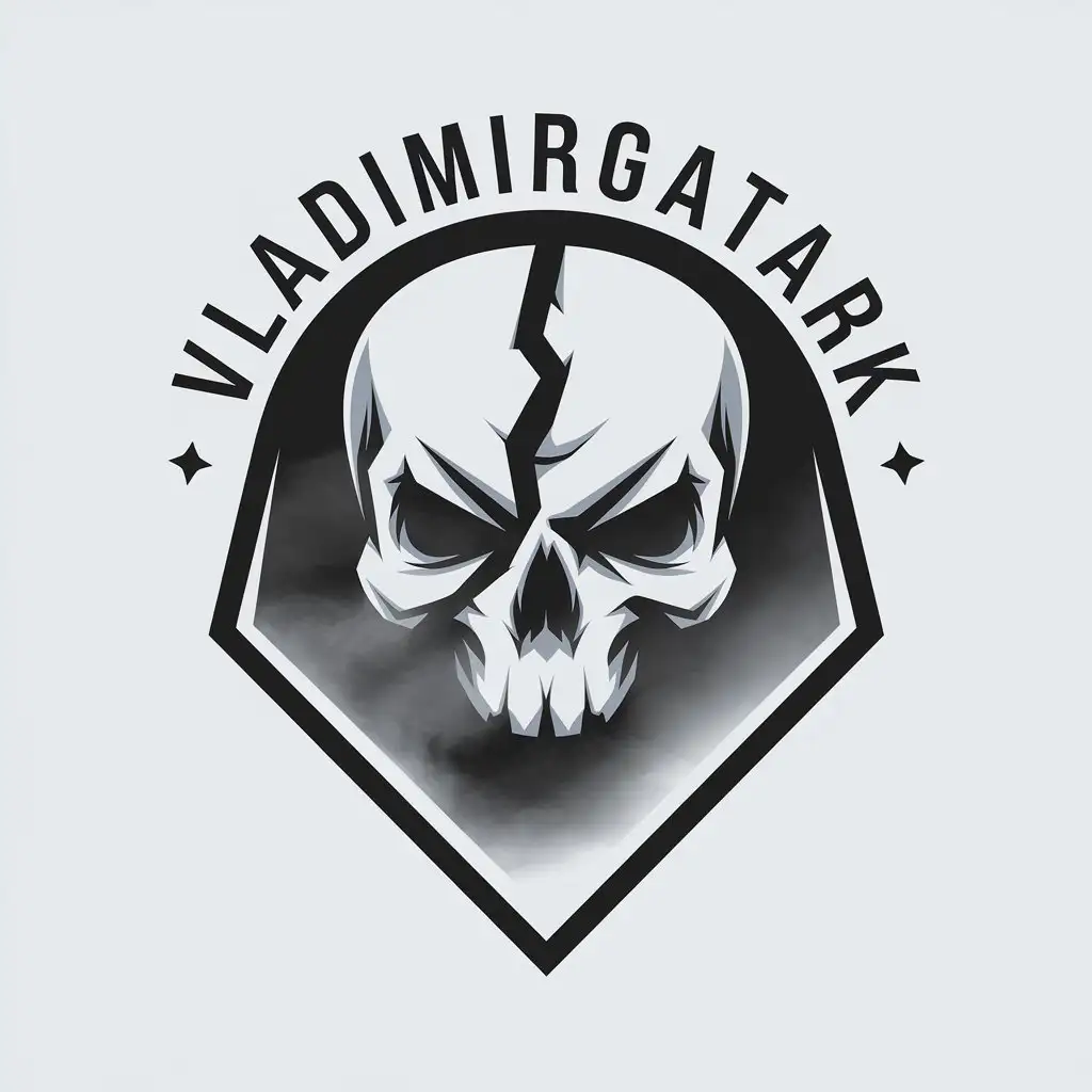 LOGO Design for VLADIMIRGATARK Creepy Split Skull in Fog with Minimalist Style