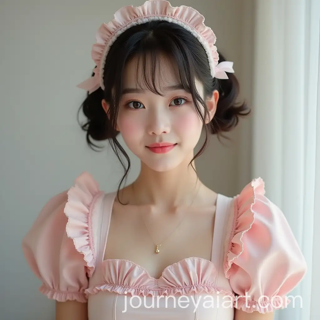 Young-Asian-Girl-in-Cute-Maid-Costume-with-Pigtails-and-Beauty-Look
