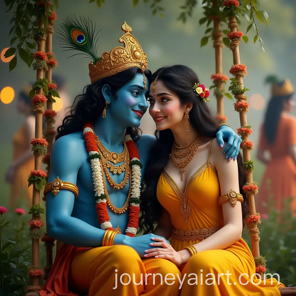 BlueSkinned-Krishna-and-Radiant-Radha-on-Floral-Swing-in-Serene-Romantic-Scene