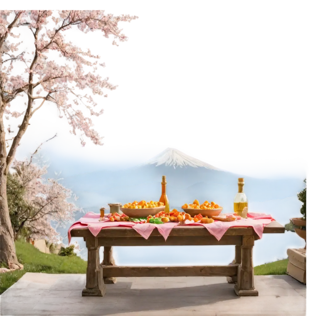 Stunning-Nowruz-1404-HaftSin-Table-PNG-Image-with-Spring-Blossoms-and-Sunset