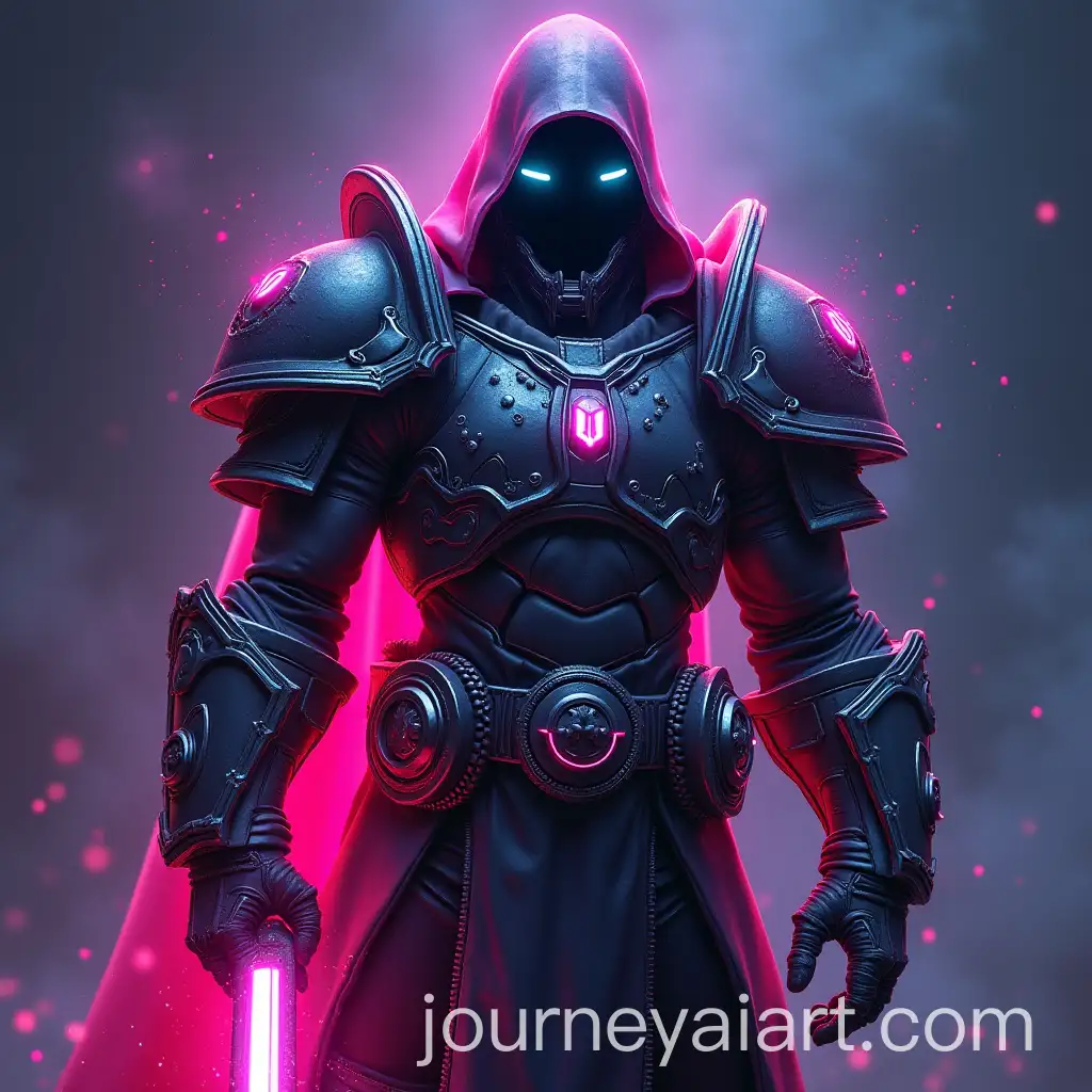 Cyberpunk-Paladin-Character-in-Glowing-Neon-Armor