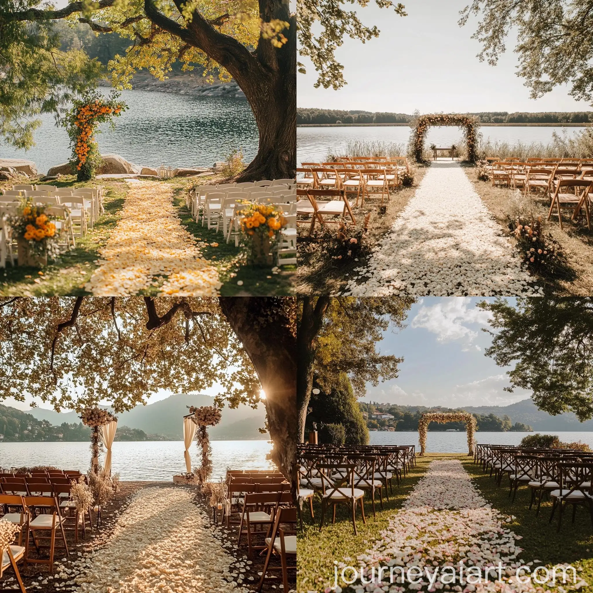 Lakefront-Wedding-Ceremony-Venue-with-Scattered-Flower-Petals