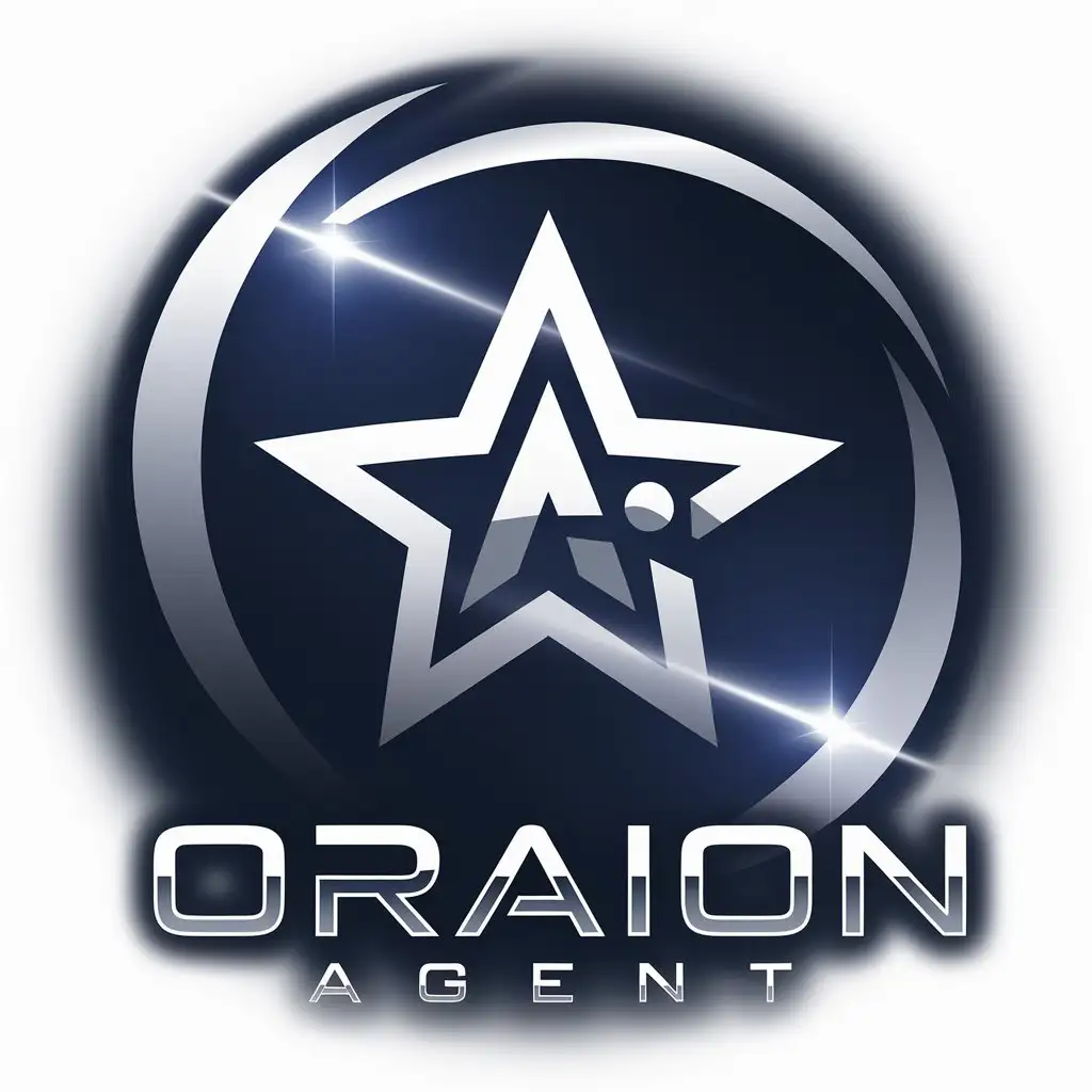 LOGO Design for OrAIon Agent Stylized Star Constellation with AI in Deep Blue Silver Gradient