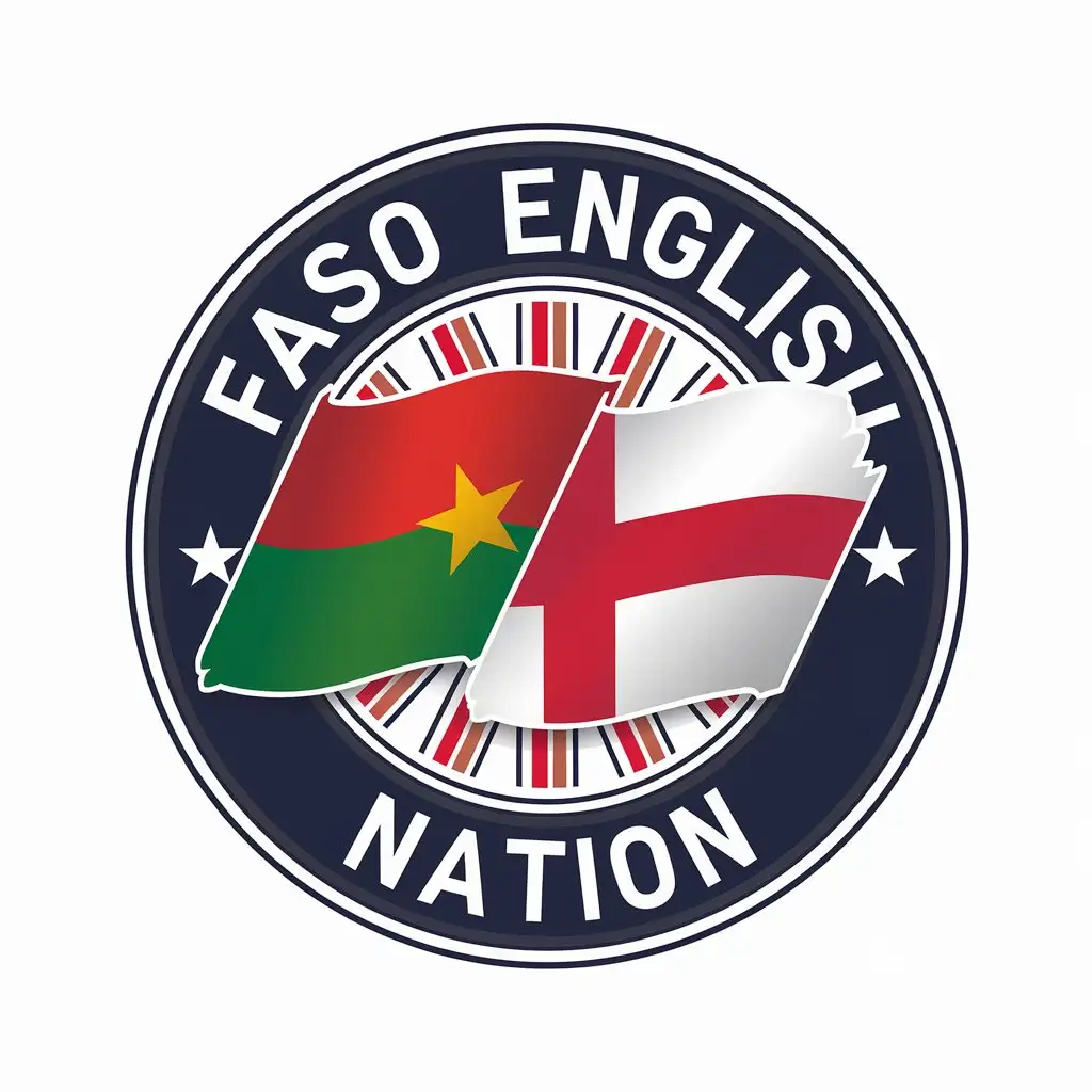 LOGO Design for Faso English Nation Flag of Burkina Faso and Flag of English with Moderate Style and Clear Background