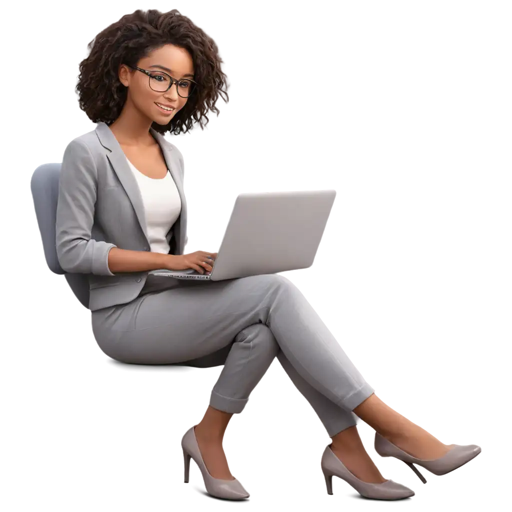 Full-Seating-Girl-with-Computer-PNG-Illustration-Enhancing-Creativity-and-Technology-Integration