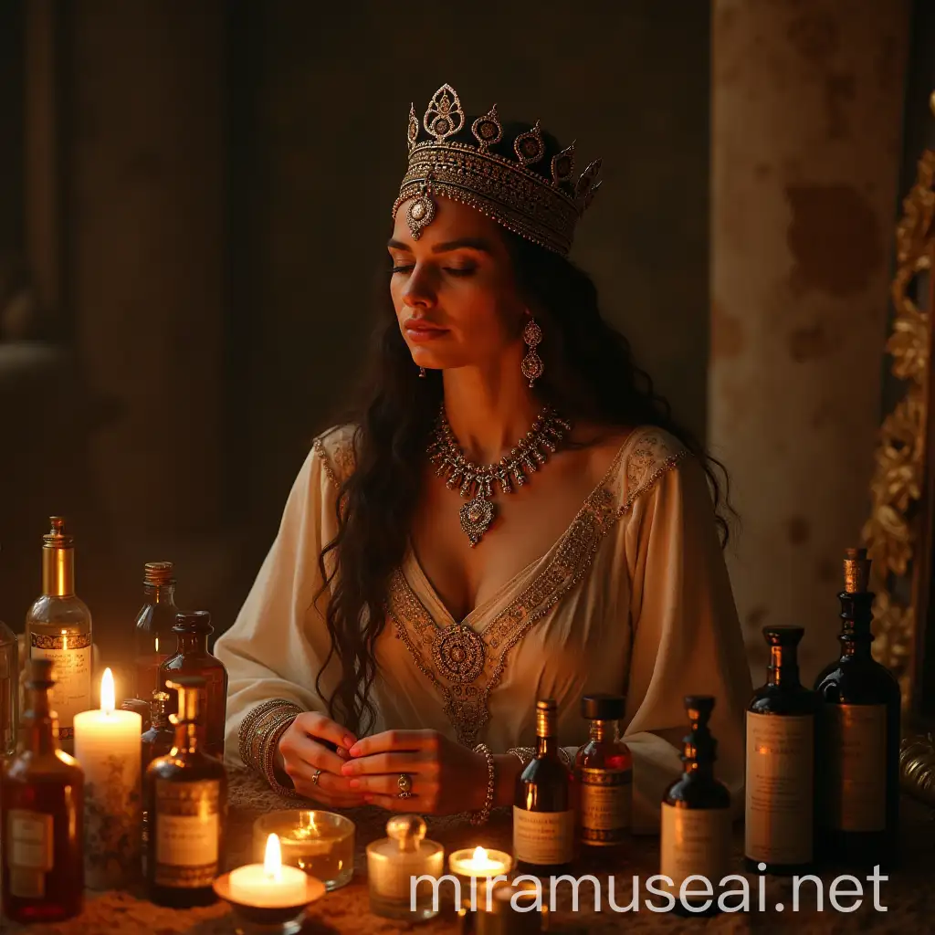 Queen Esther in the Harem Surrounded by Perfume Bottles and Body Oils