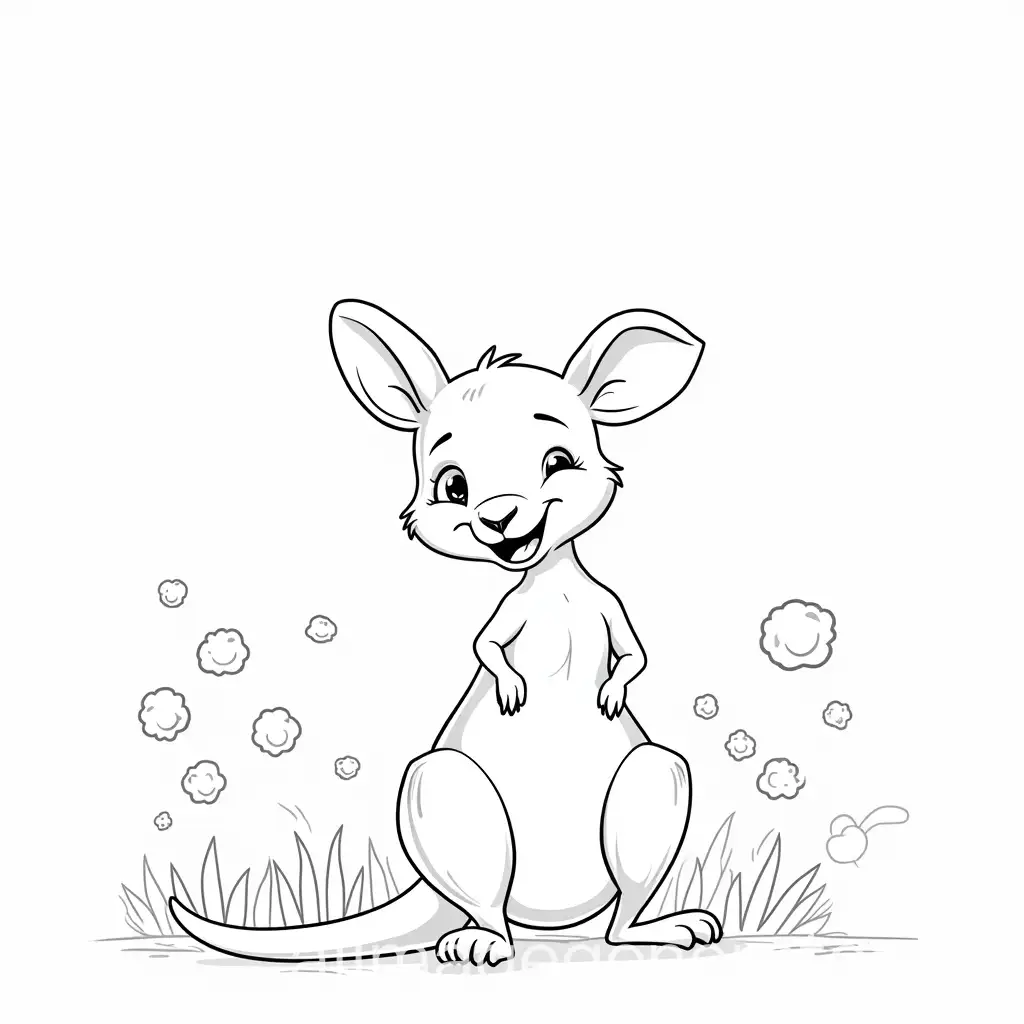 Happy-Kangaroo-Line-Art-with-Tree-Background