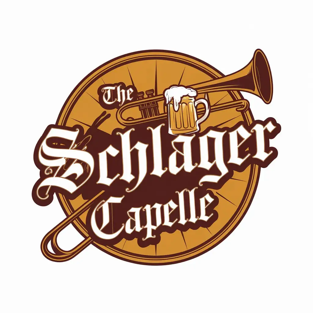 LOGO Design for The Schlager Capelle Oktoberfest Theme with Trombone Beer Mug and YellowishGoldish Colors