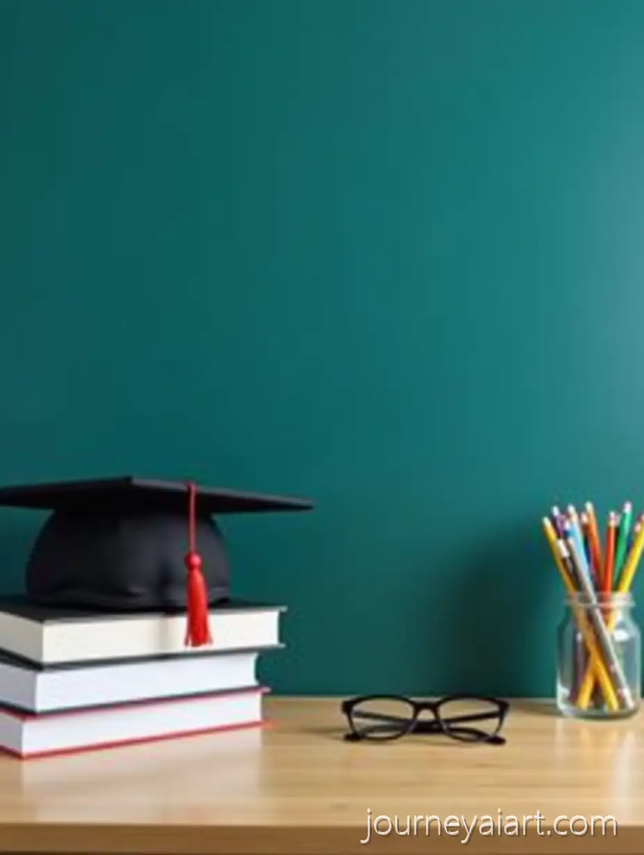 Minimalistic-Professional-Study-Desk-with-Graduation-Cap-and-Stationery-on-Wooden-Surface