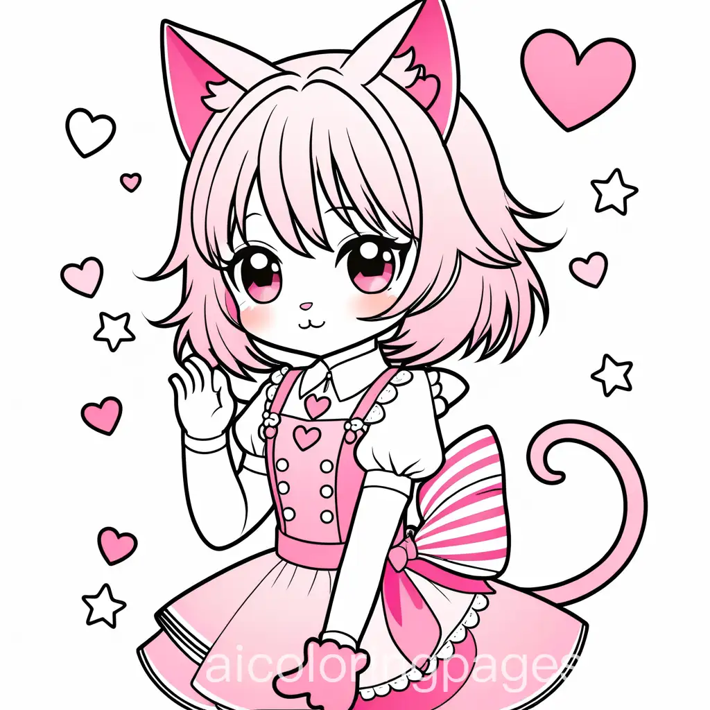 Cute-Kawaii-Anime-Neko-Girl-in-Pink-Dress-with-Cat-Ears-and-Sparkles