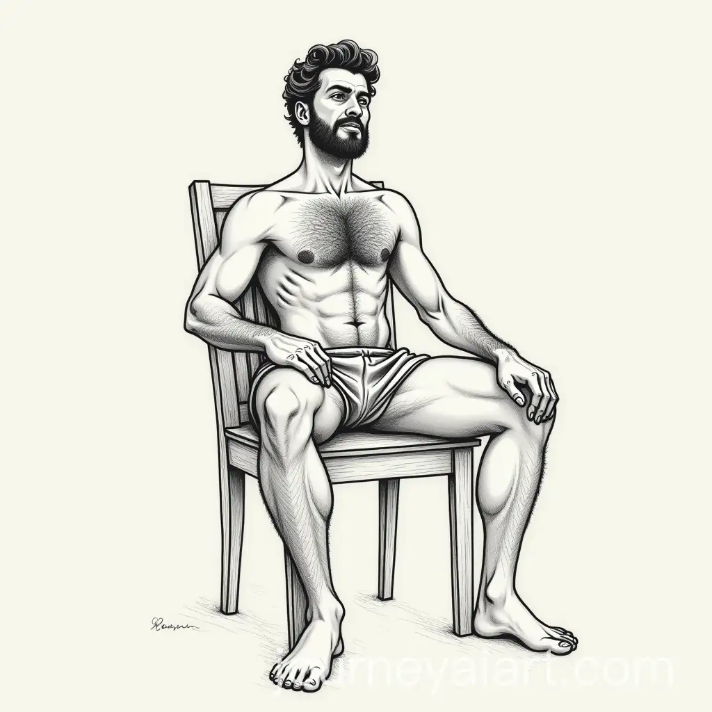 Transformation-of-a-Man-with-a-Hairy-Chest-into-a-Chair