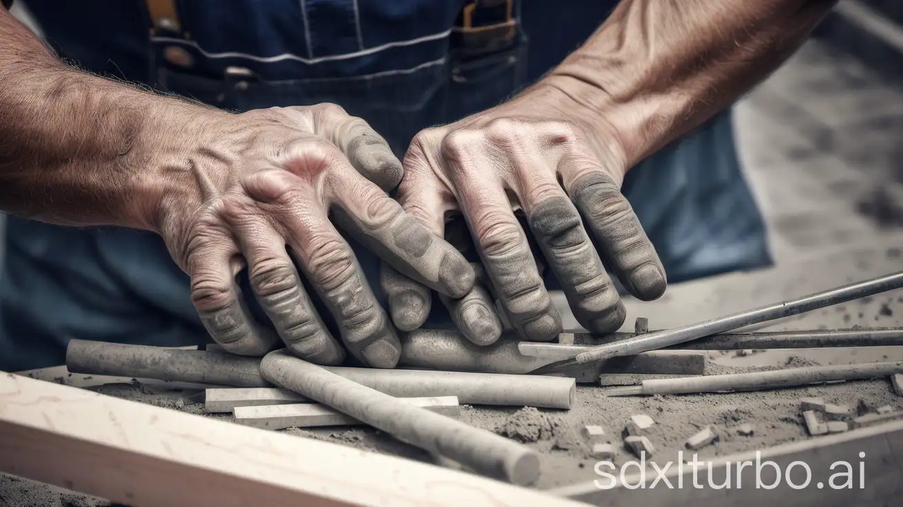 works hard, worker's hands, constructor