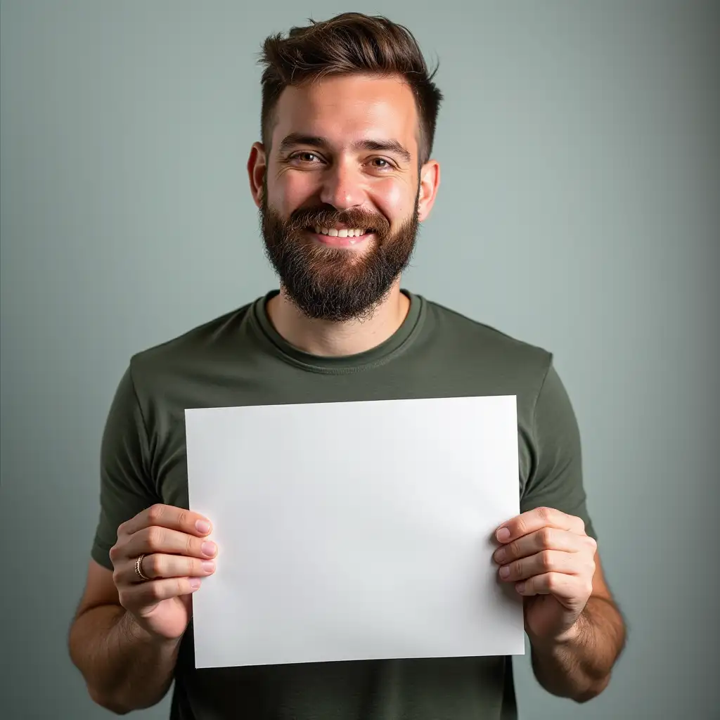 Young man holding sign