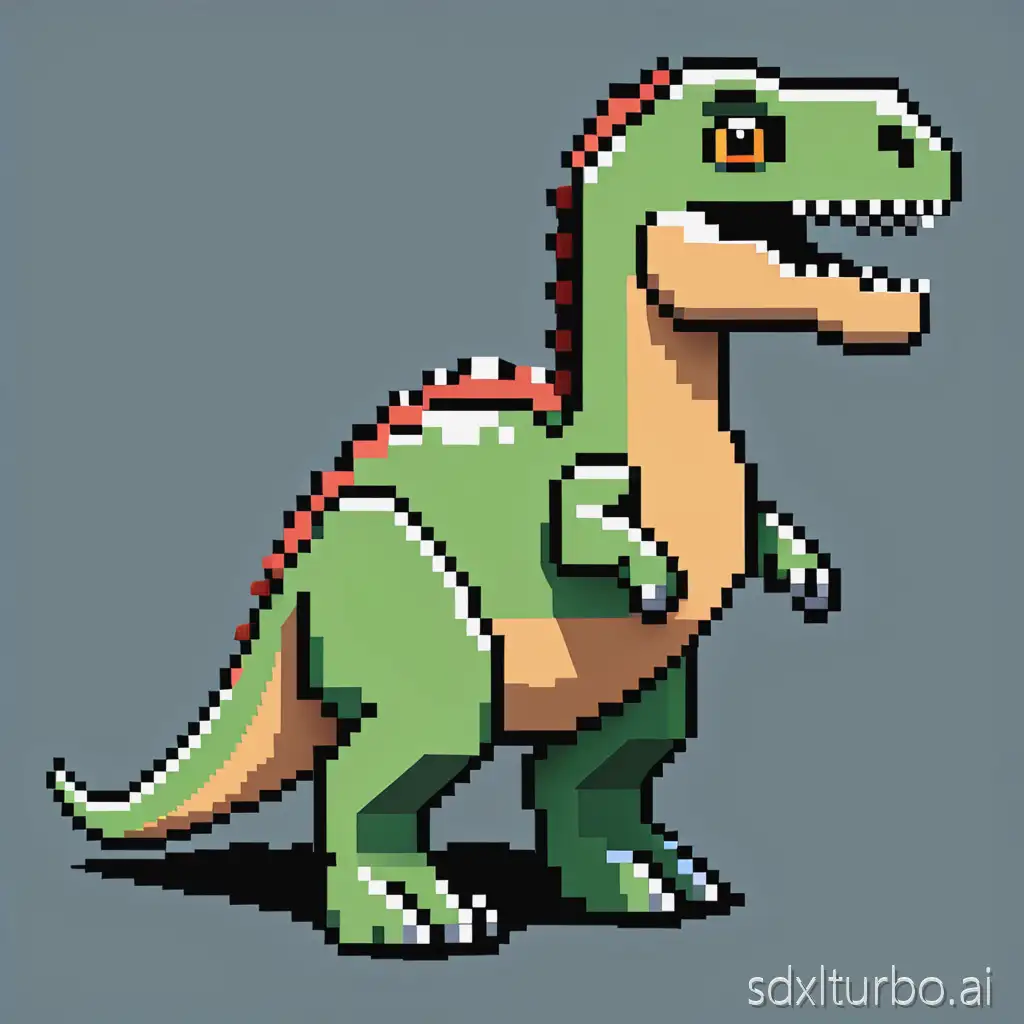 a simple asset of dinosaur style pixel art without background