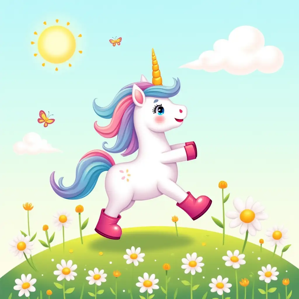 Joyful-Unicorn-Strolling-Through-a-Colorful-Flower-Meadow