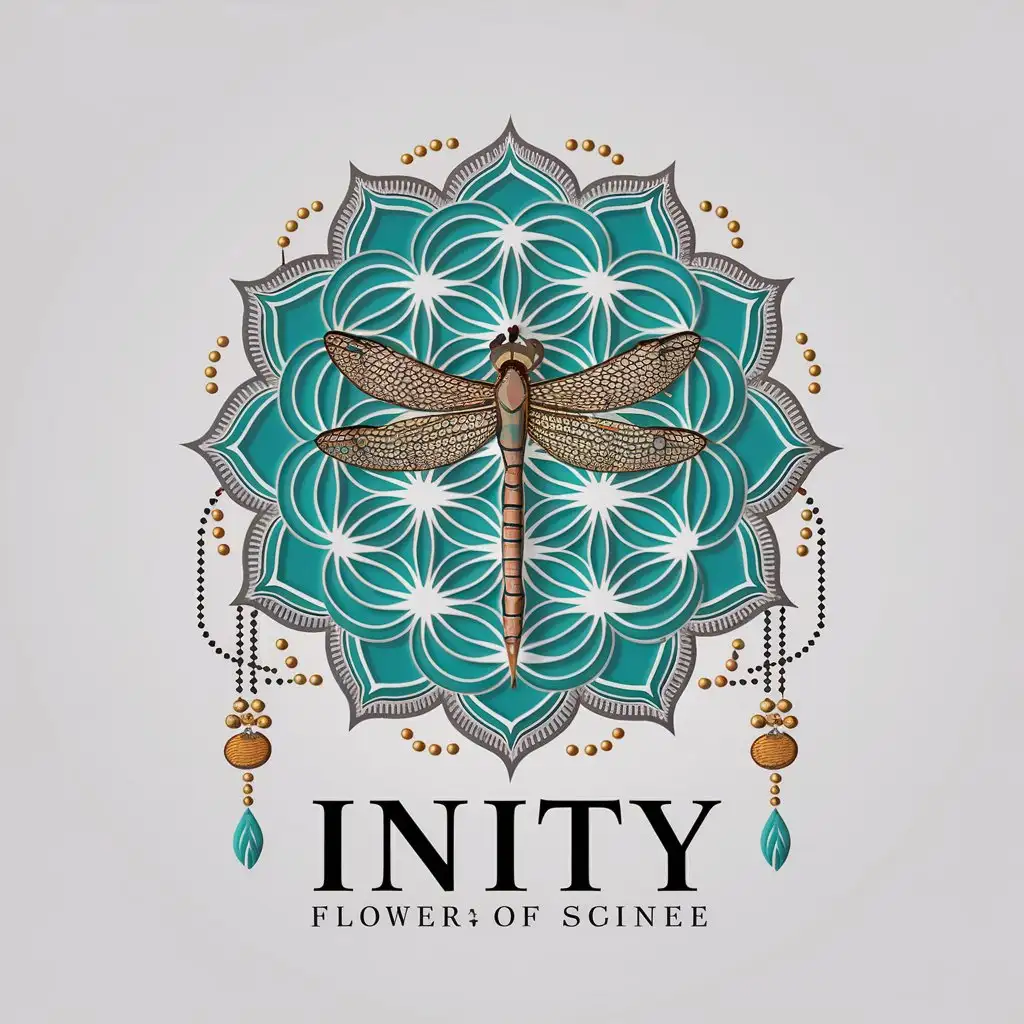 LOGO-Design-For-INiTY-Intricate-Mandala-with-Dragonfly-and-Boho-Style