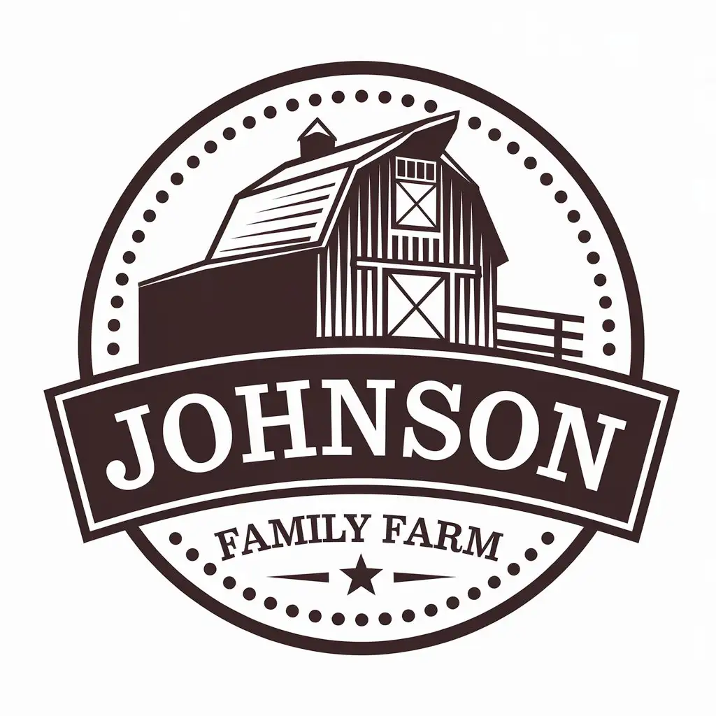 LOGO Design for Johnson Family Farm Vector Barn Symbol for the Entertainment Industry