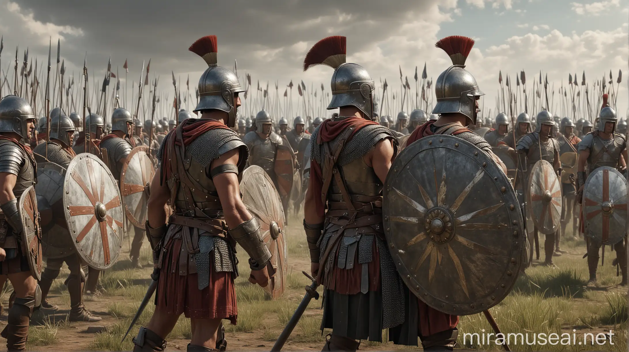 Roman Soldier Formation Against Gauls Battlefield Hyperrealism