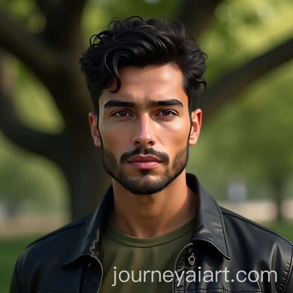 Young-Man-with-Olive-Skin-and-Curly-Hair-in-OutdoorAI-Art-Prompt-Expansion-Portrait