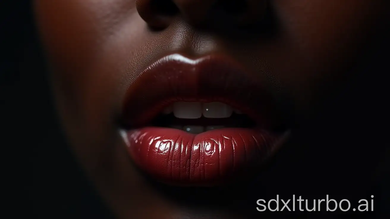 Extreme-CloseUp-of-Beautiful-Black-Womans-Luscious-Lips