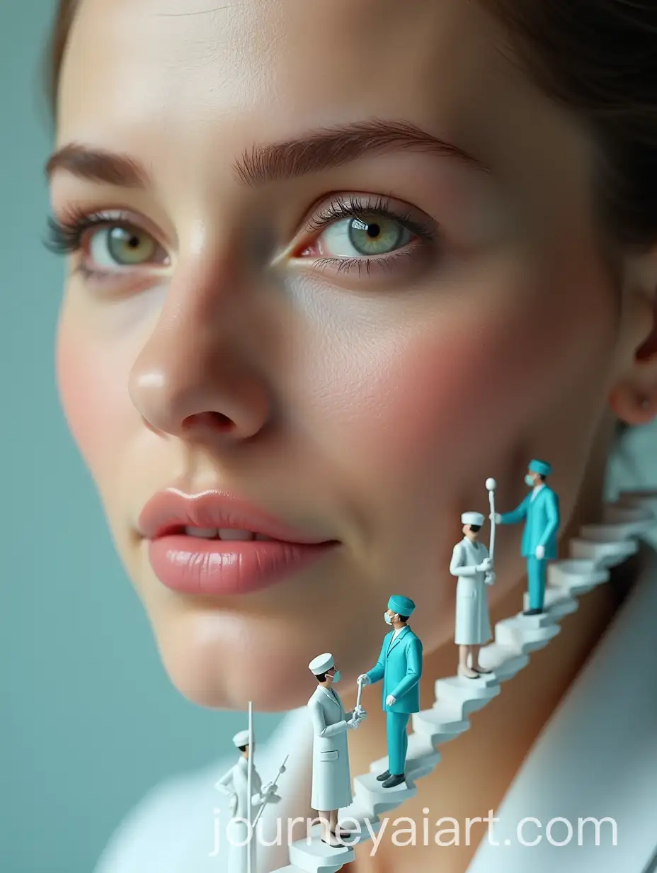 Closeup-of-Womans-Face-with-Small-Nurses-Applying-Botox-Treatment-and-Facial-Care