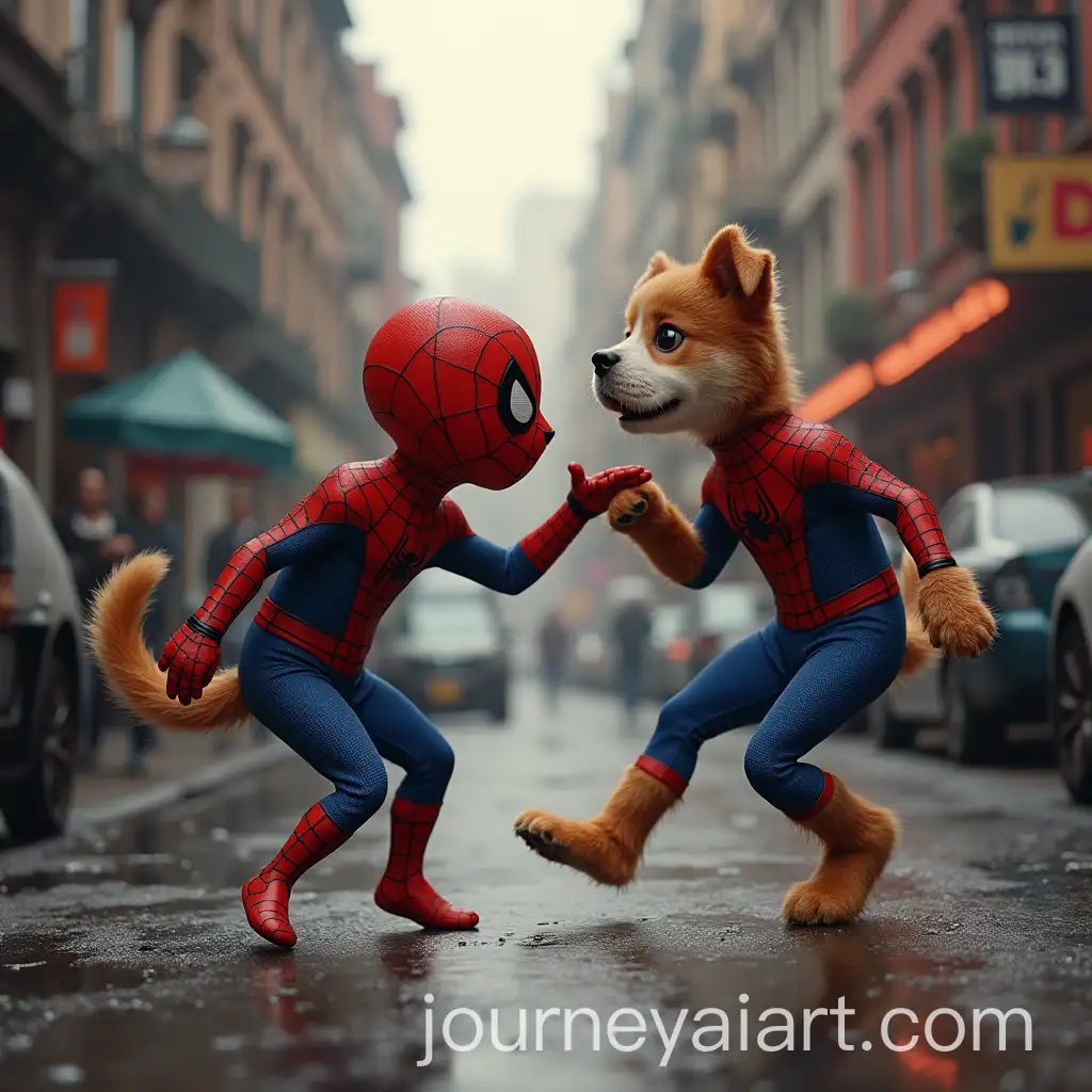 Dog-and-Spiderman-Dancing-in-Rain