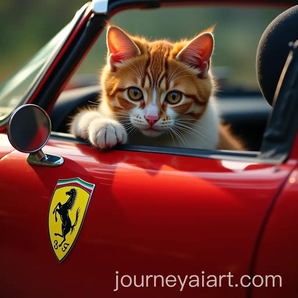 Adventurous-Cat-Behind-the-Wheel-of-a-Ferrari