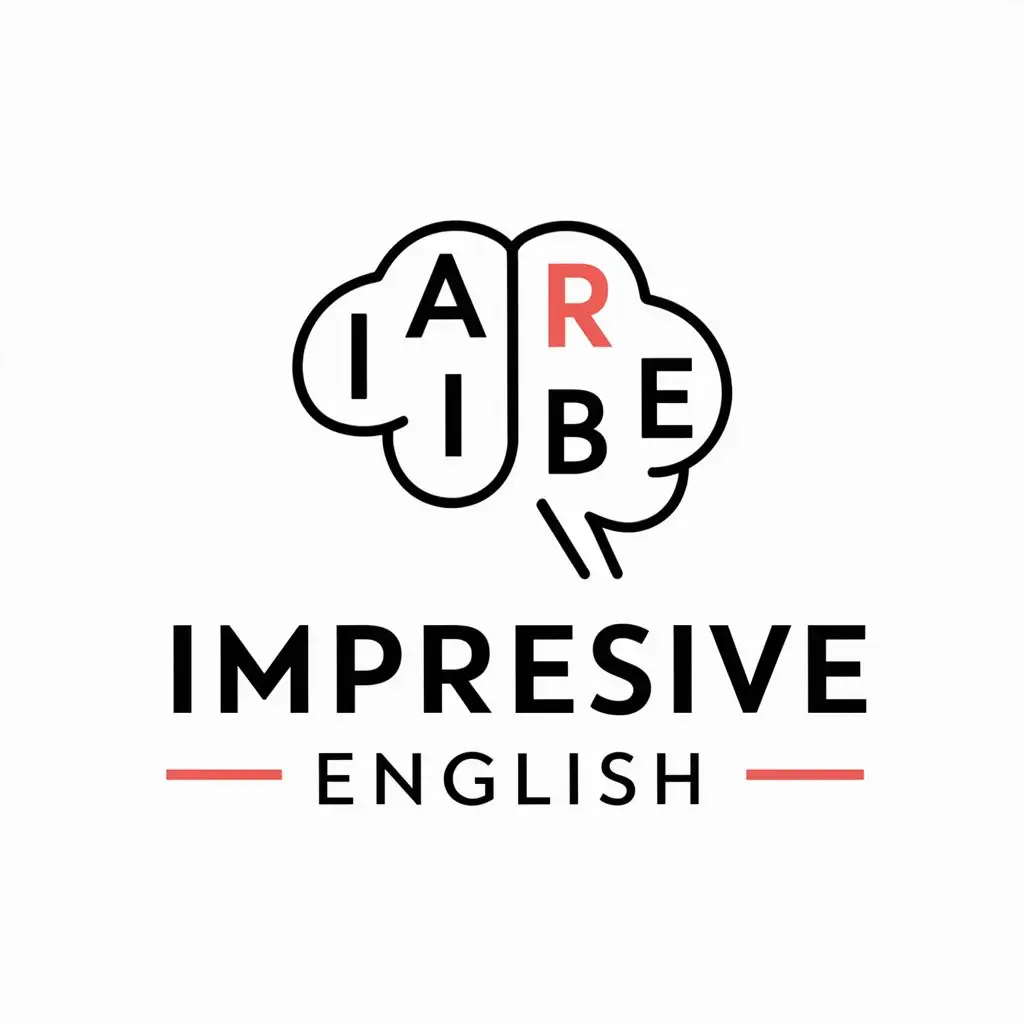 a vector logo design,with the text "impresive english", main symbol:brain， english letters,Moderate,be used in Education industry,clear background